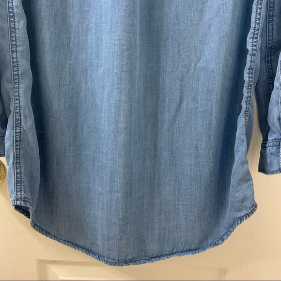 Forever 21 Button Front Chambray Light Wash Mini Shirt Dress Tunic Women’s S - Picture 10 of 13